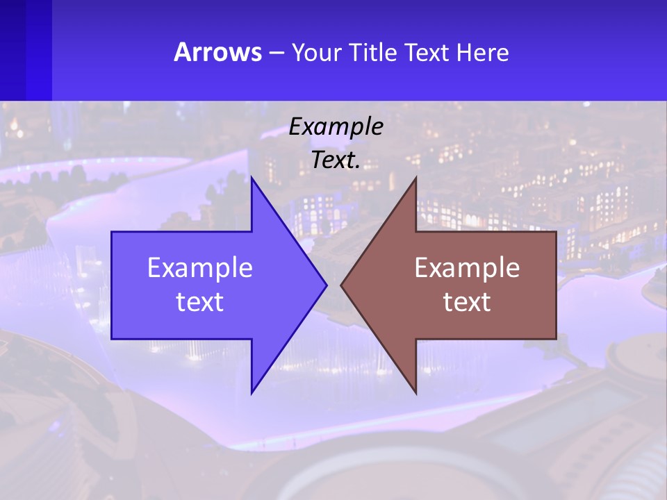 A Model Of A City At Night With A Fountain PowerPoint Template