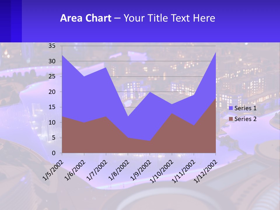 A Model Of A City At Night With A Fountain PowerPoint Template