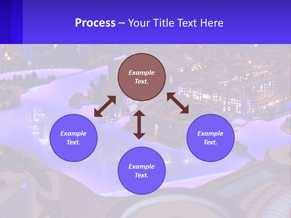 A Model Of A City At Night With A Fountain PowerPoint Template