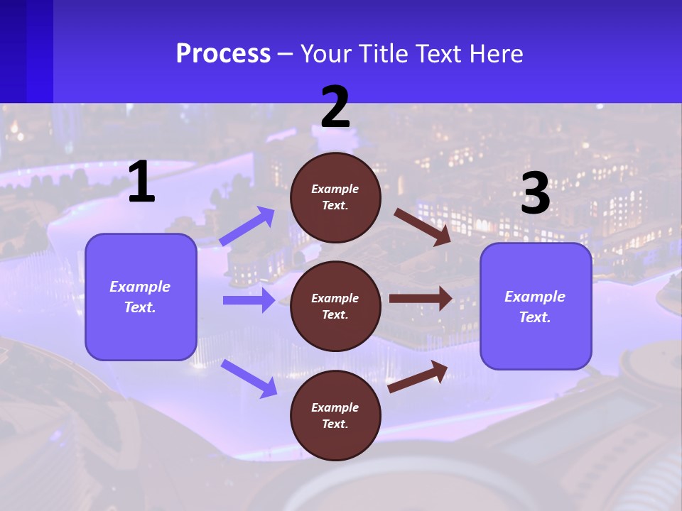 A Model Of A City At Night With A Fountain PowerPoint Template