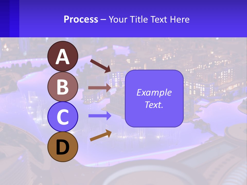 A Model Of A City At Night With A Fountain PowerPoint Template