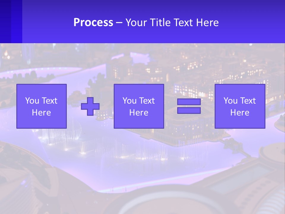 A Model Of A City At Night With A Fountain PowerPoint Template