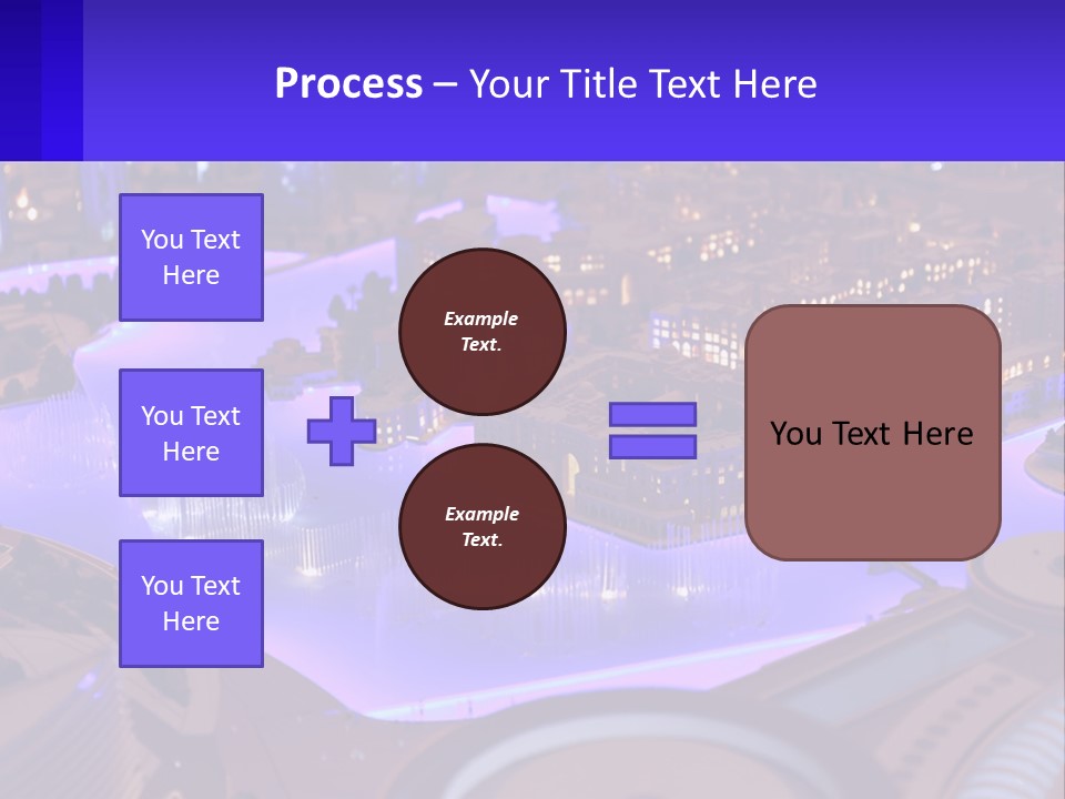 A Model Of A City At Night With A Fountain PowerPoint Template