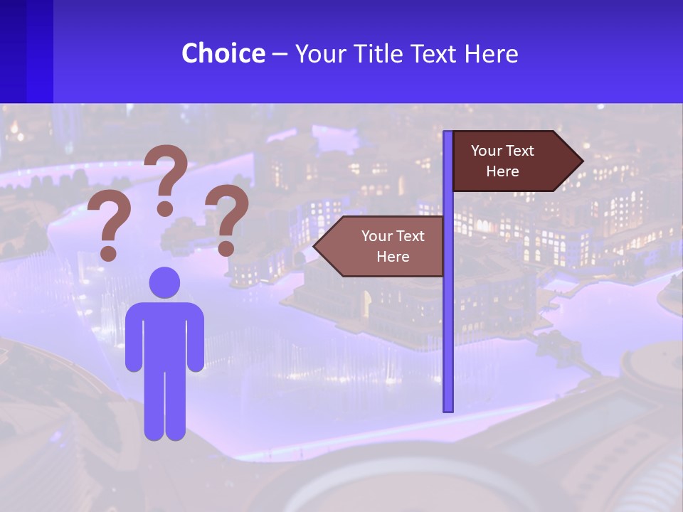 A Model Of A City At Night With A Fountain PowerPoint Template