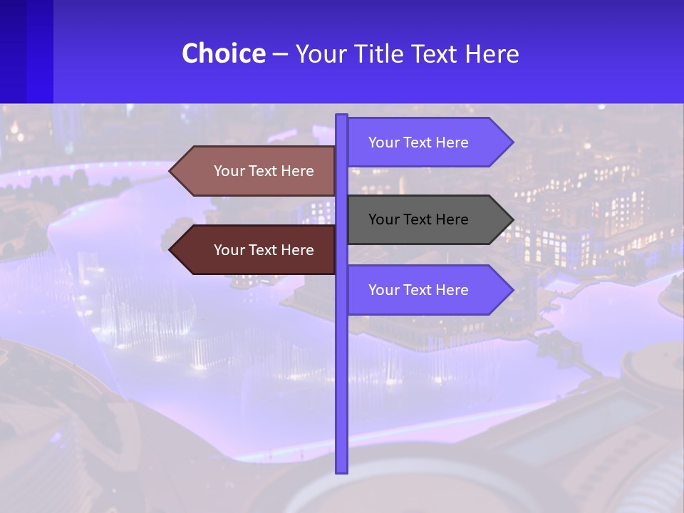 A Model Of A City At Night With A Fountain PowerPoint Template