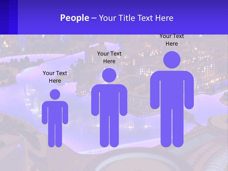 A Model Of A City At Night With A Fountain PowerPoint Template