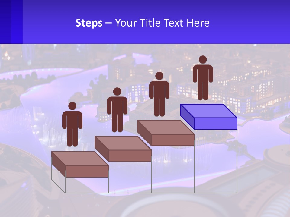 A Model Of A City At Night With A Fountain PowerPoint Template