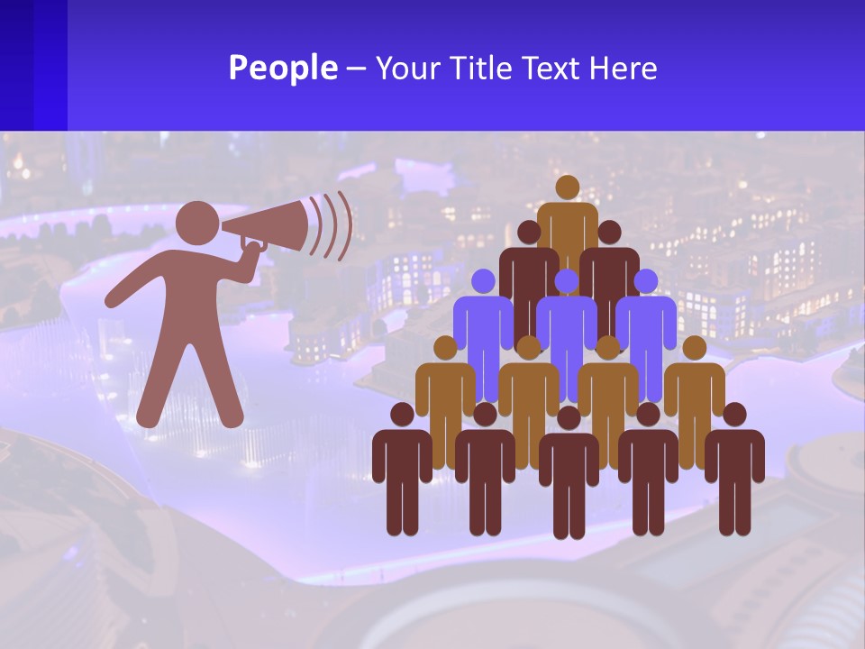 A Model Of A City At Night With A Fountain PowerPoint Template