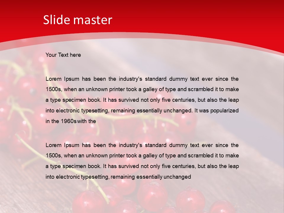 A Bunch Of Red Berries Sitting On Top Of A Wooden Table PowerPoint Template