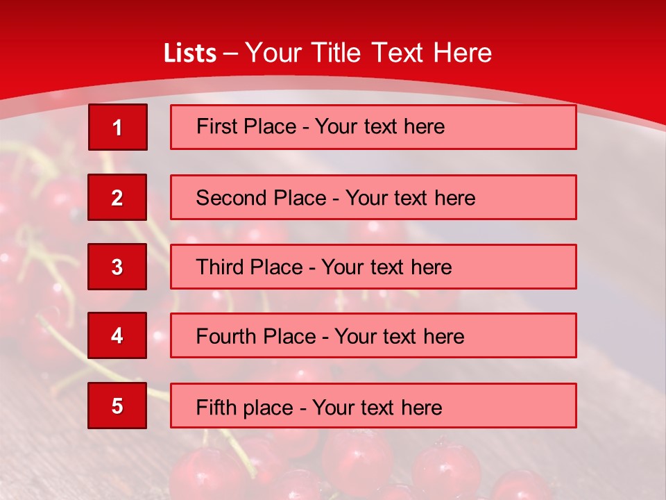 A Bunch Of Red Berries Sitting On Top Of A Wooden Table PowerPoint Template