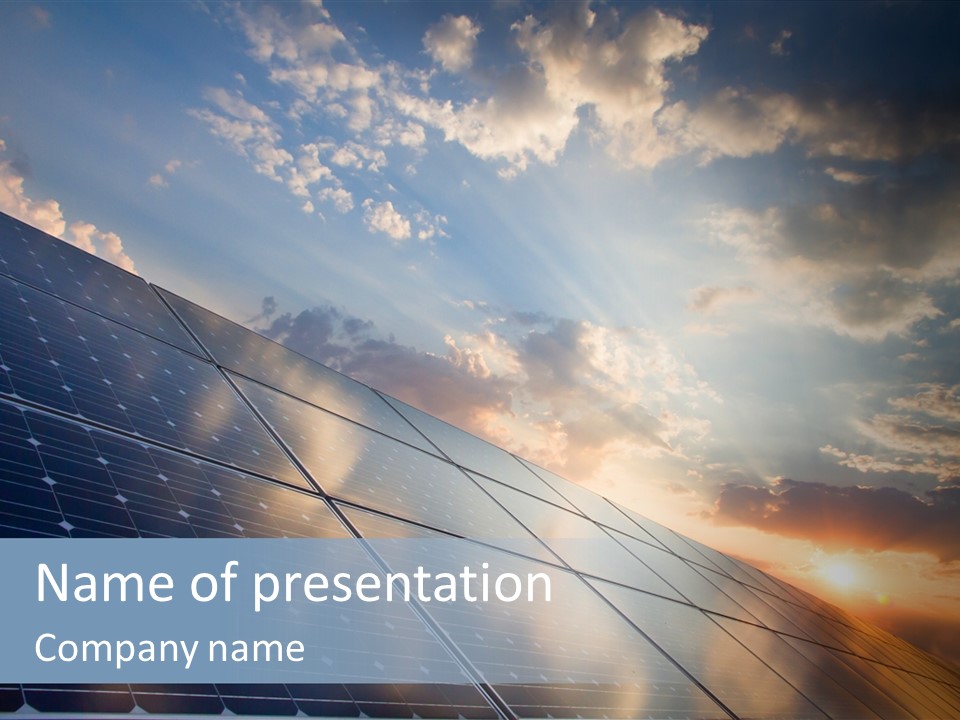 A Solar Panel With The Sun Shining Through The Clouds PowerPoint Template