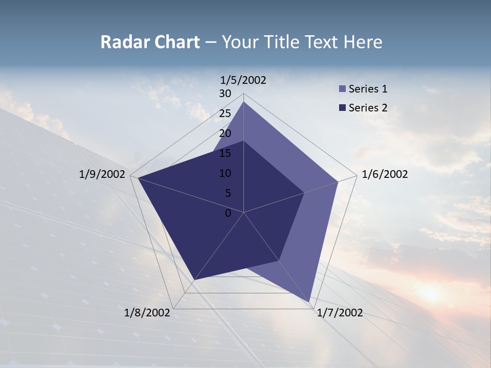 A Solar Panel With The Sun Shining Through The Clouds PowerPoint Template
