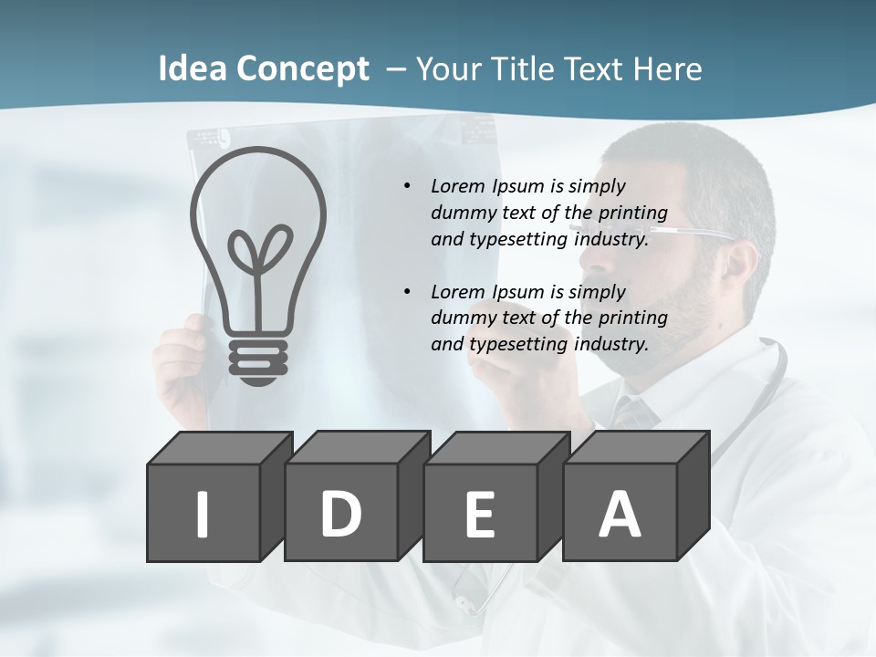 A Doctor Holding Up A X - Ray Image In Front Of His Face PowerPoint Template