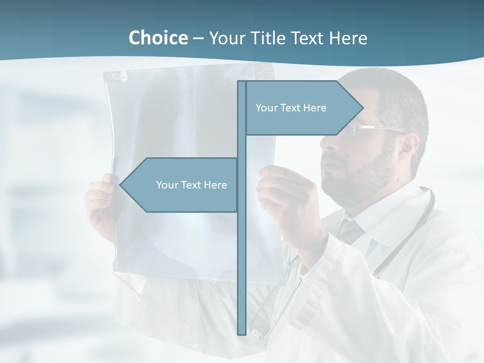 A Doctor Holding Up A X - Ray Image In Front Of His Face PowerPoint Template