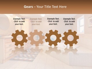 A Bath Room With A Bath Tub A Sink And A Mirror PowerPoint Template