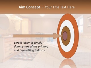 A Bath Room With A Bath Tub A Sink And A Mirror PowerPoint Template