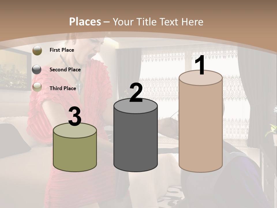 A Woman Combing A Man's Hair In A Living Room PowerPoint Template