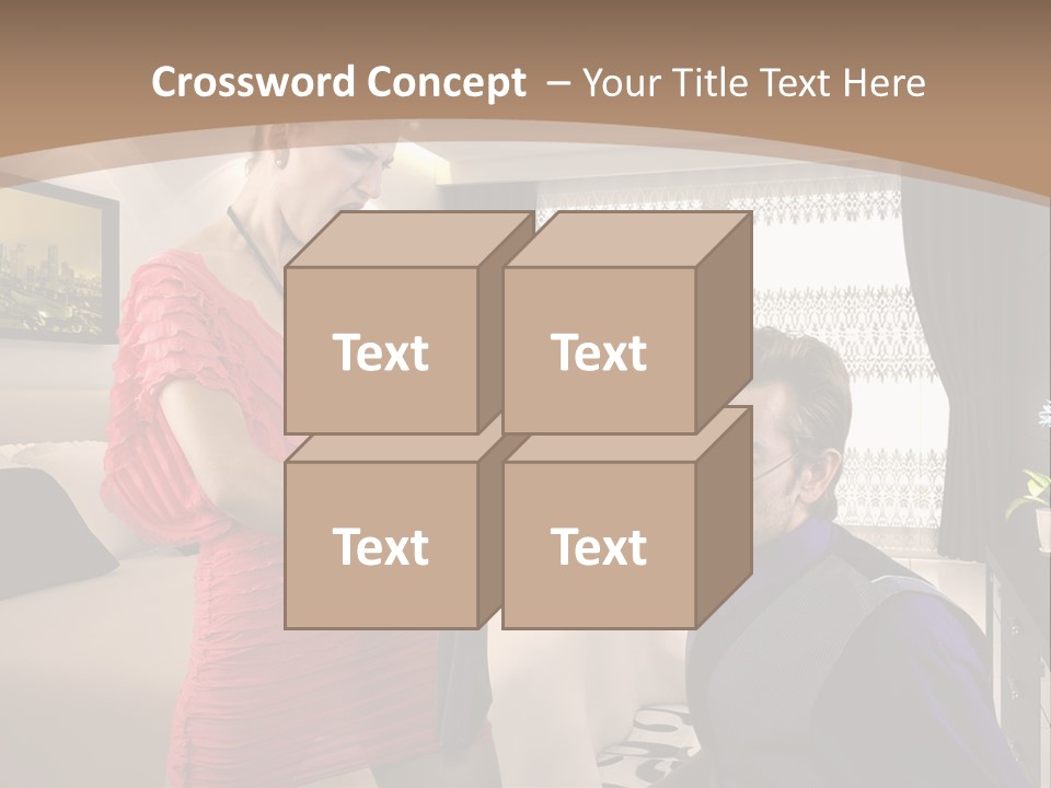 A Woman Combing A Man's Hair In A Living Room PowerPoint Template