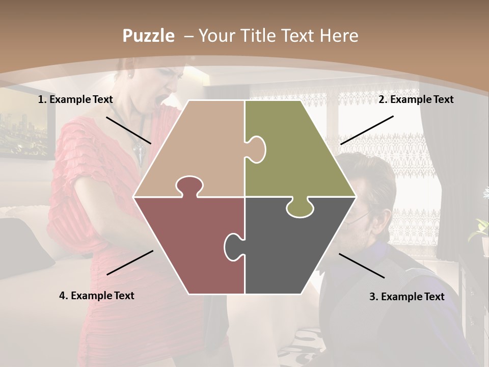 A Woman Combing A Man's Hair In A Living Room PowerPoint Template