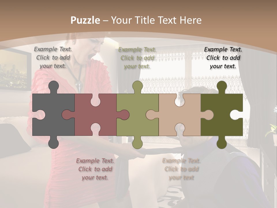 A Woman Combing A Man's Hair In A Living Room PowerPoint Template