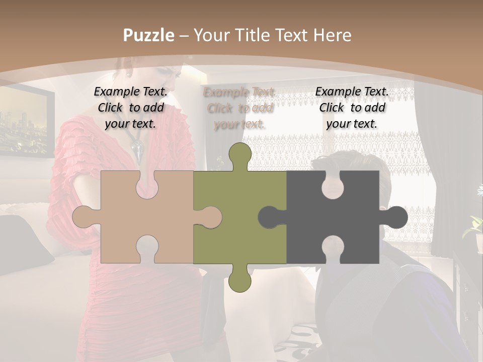 A Woman Combing A Man's Hair In A Living Room PowerPoint Template