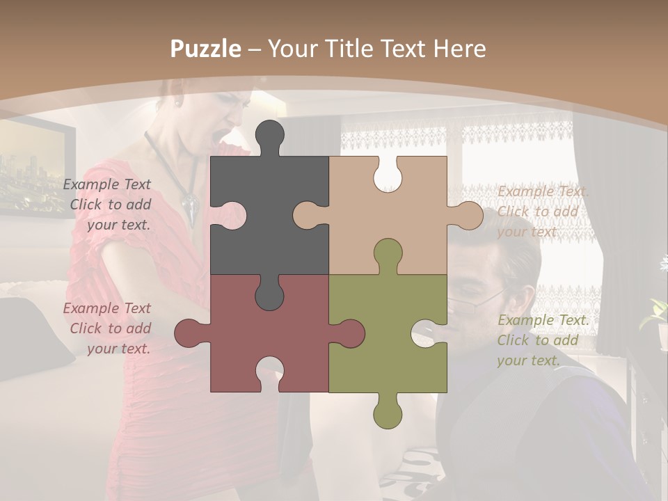 A Woman Combing A Man's Hair In A Living Room PowerPoint Template