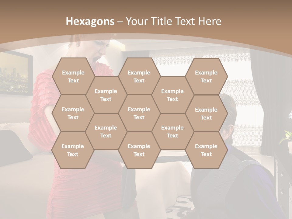 A Woman Combing A Man's Hair In A Living Room PowerPoint Template