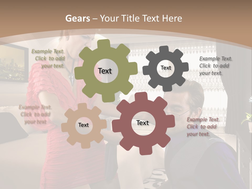 A Woman Combing A Man's Hair In A Living Room PowerPoint Template