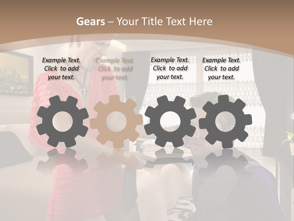 A Woman Combing A Man's Hair In A Living Room PowerPoint Template