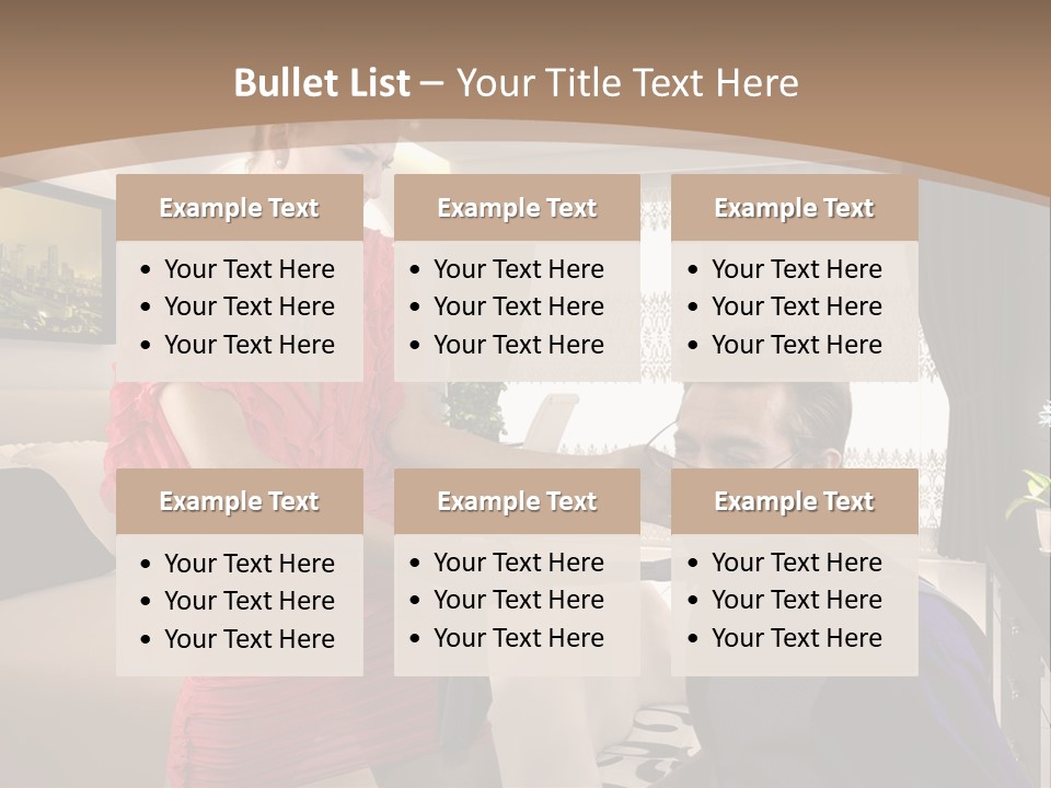 A Woman Combing A Man's Hair In A Living Room PowerPoint Template