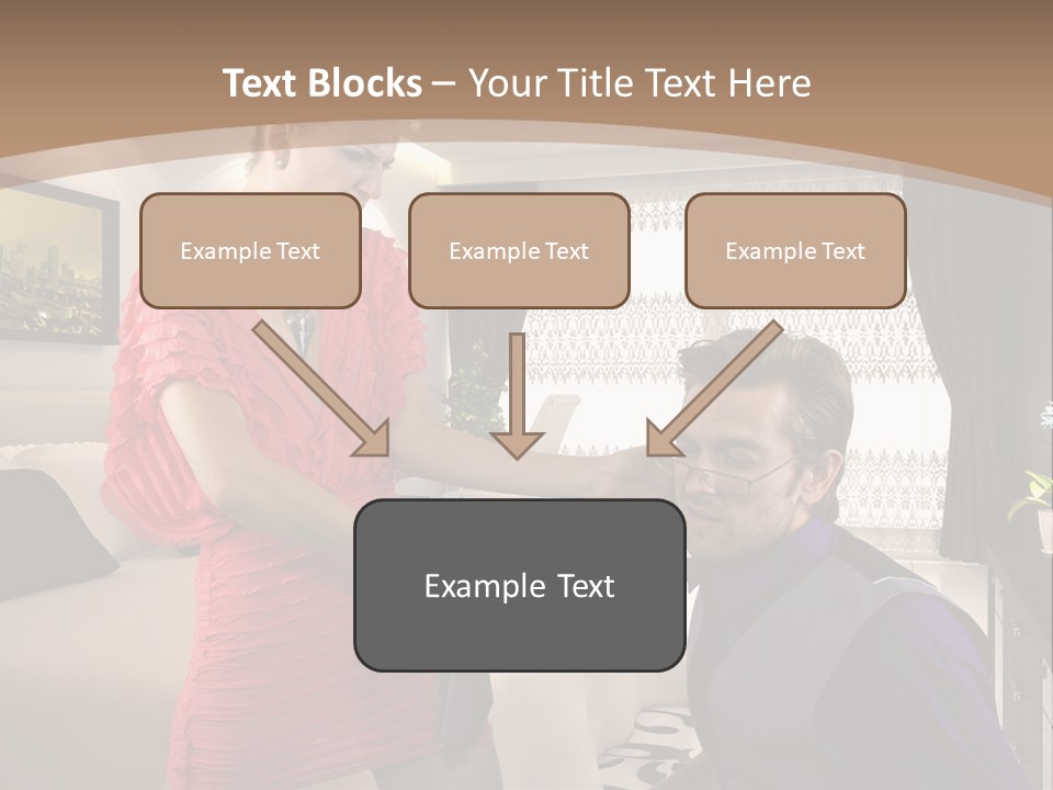 A Woman Combing A Man's Hair In A Living Room PowerPoint Template
