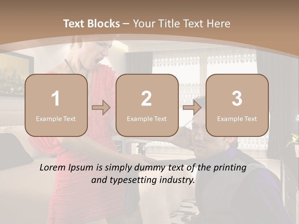 A Woman Combing A Man's Hair In A Living Room PowerPoint Template