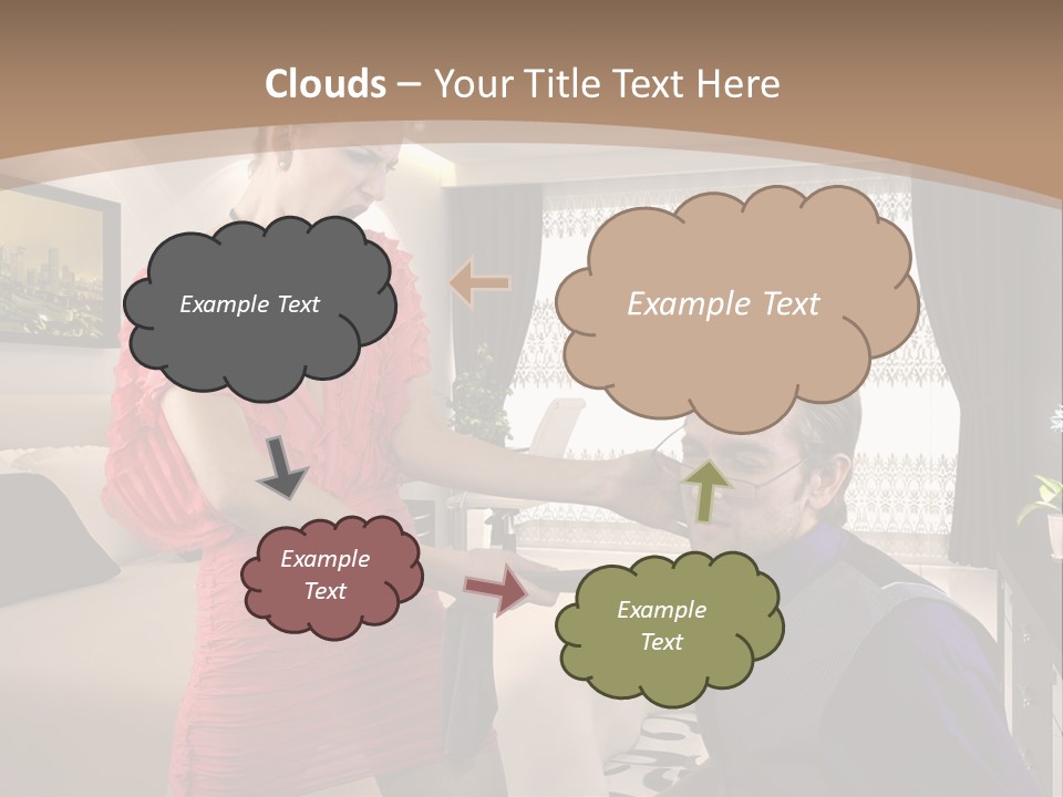 A Woman Combing A Man's Hair In A Living Room PowerPoint Template