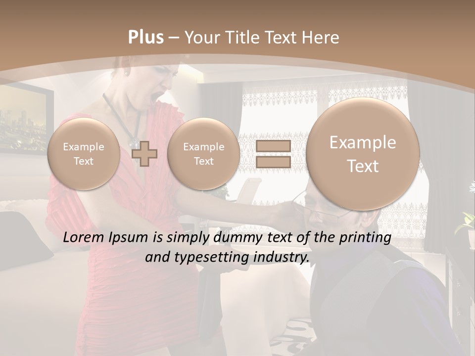 A Woman Combing A Man's Hair In A Living Room PowerPoint Template