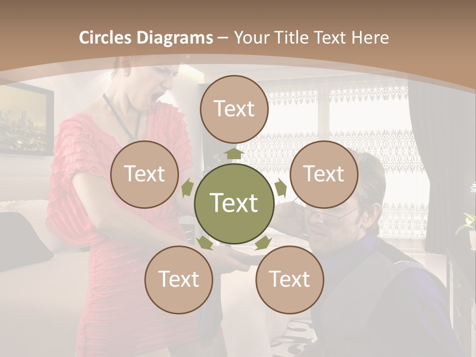 A Woman Combing A Man's Hair In A Living Room PowerPoint Template