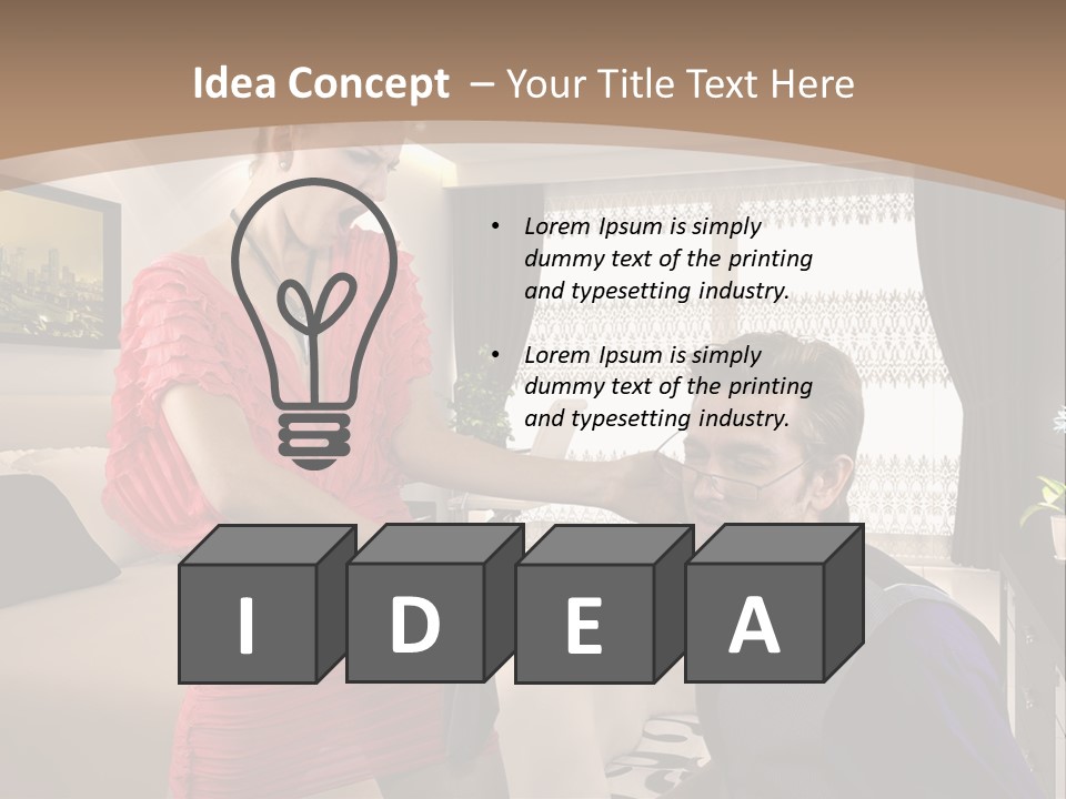 A Woman Combing A Man's Hair In A Living Room PowerPoint Template