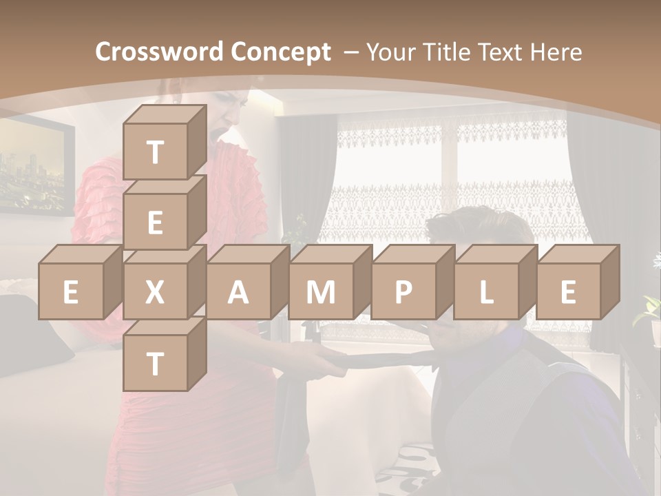 A Woman Combing A Man's Hair In A Living Room PowerPoint Template