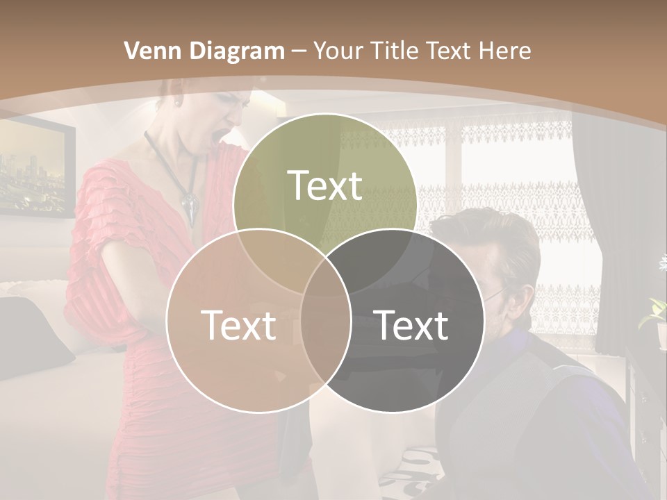 A Woman Combing A Man's Hair In A Living Room PowerPoint Template