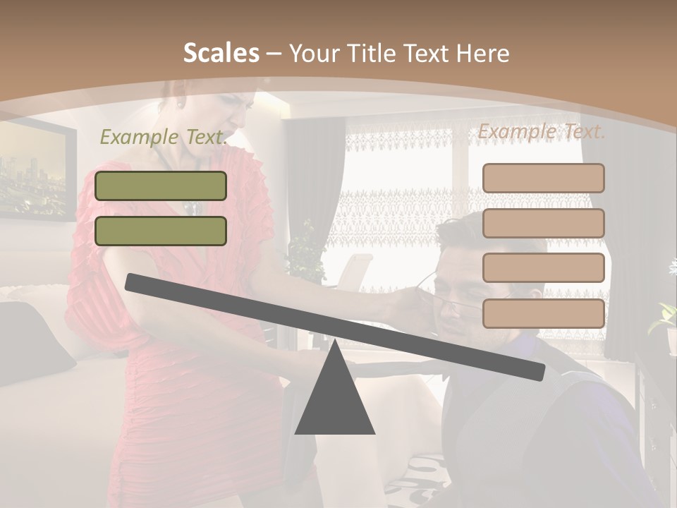 A Woman Combing A Man's Hair In A Living Room PowerPoint Template