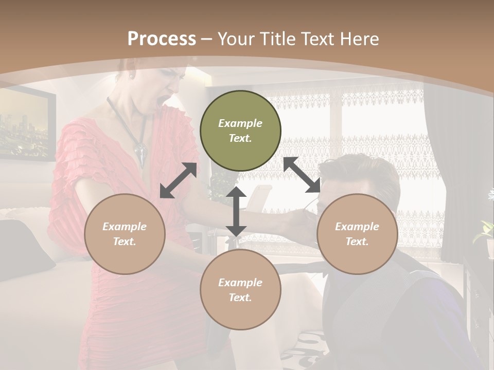 A Woman Combing A Man's Hair In A Living Room PowerPoint Template