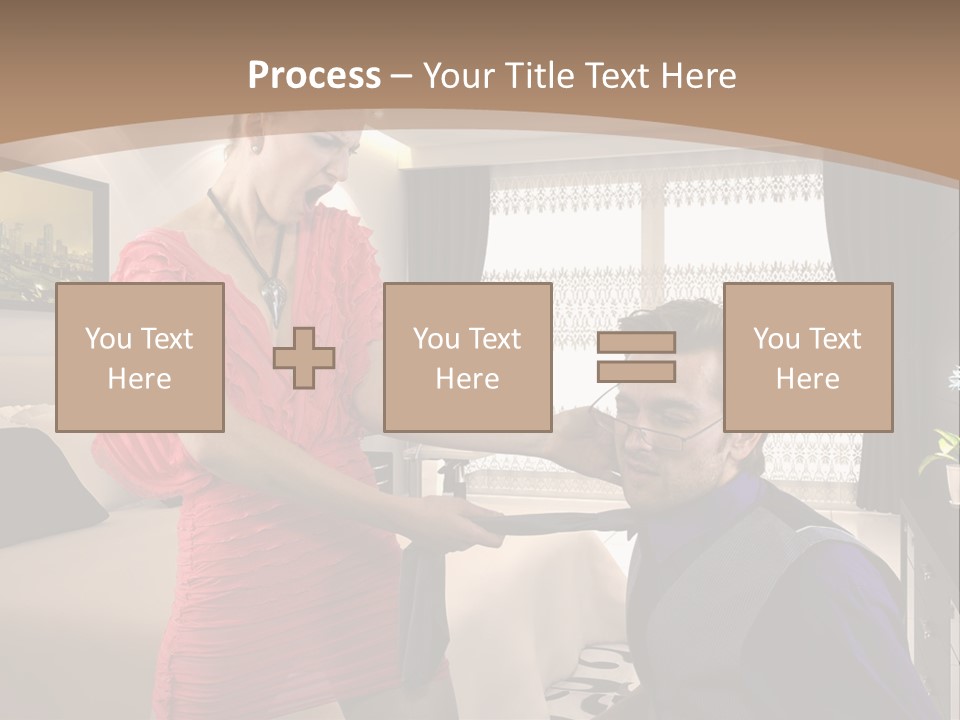 A Woman Combing A Man's Hair In A Living Room PowerPoint Template