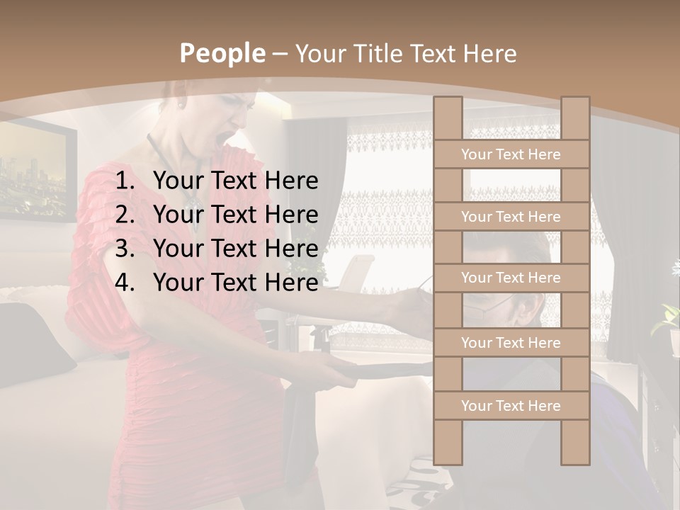 A Woman Combing A Man's Hair In A Living Room PowerPoint Template