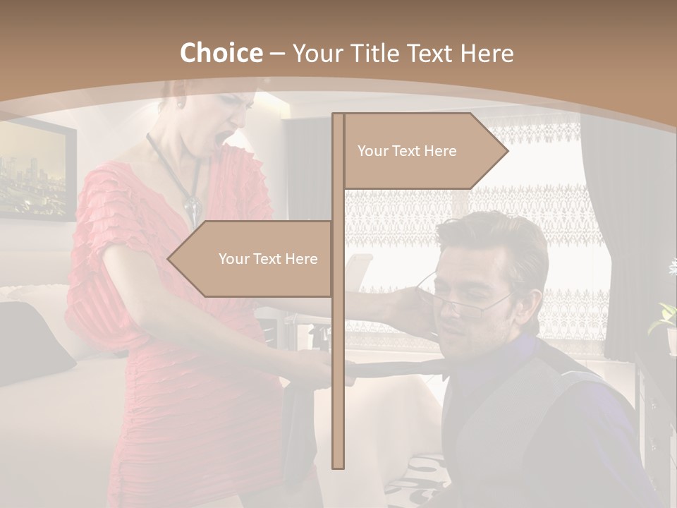 A Woman Combing A Man's Hair In A Living Room PowerPoint Template