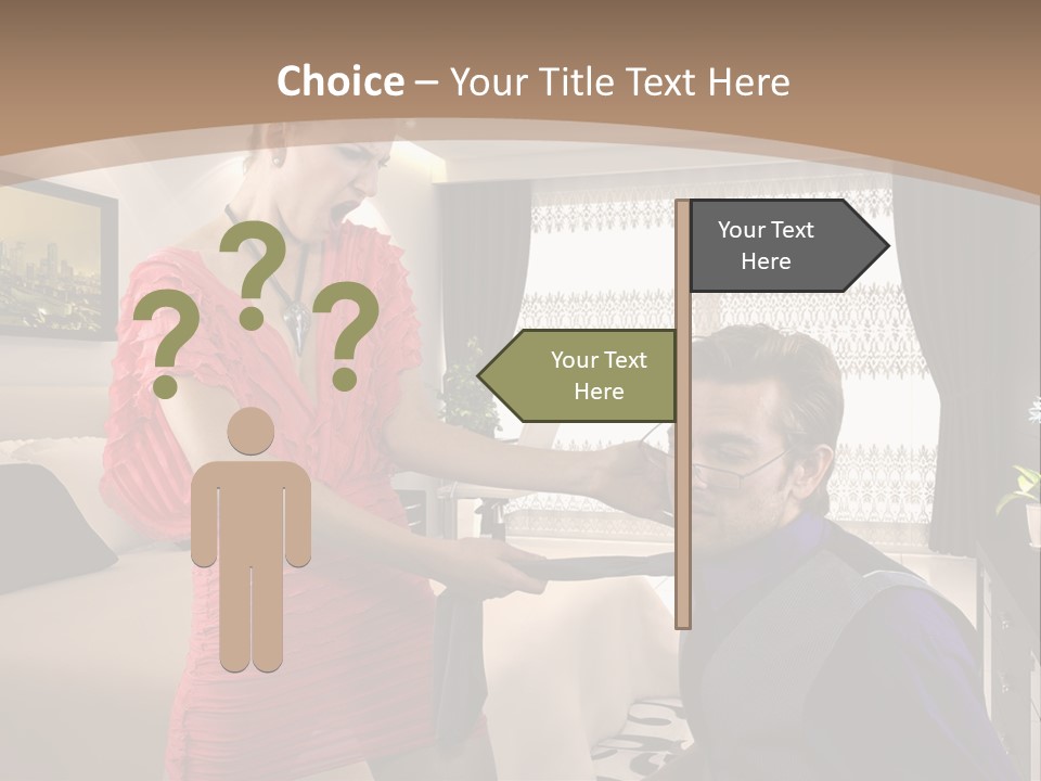 A Woman Combing A Man's Hair In A Living Room PowerPoint Template