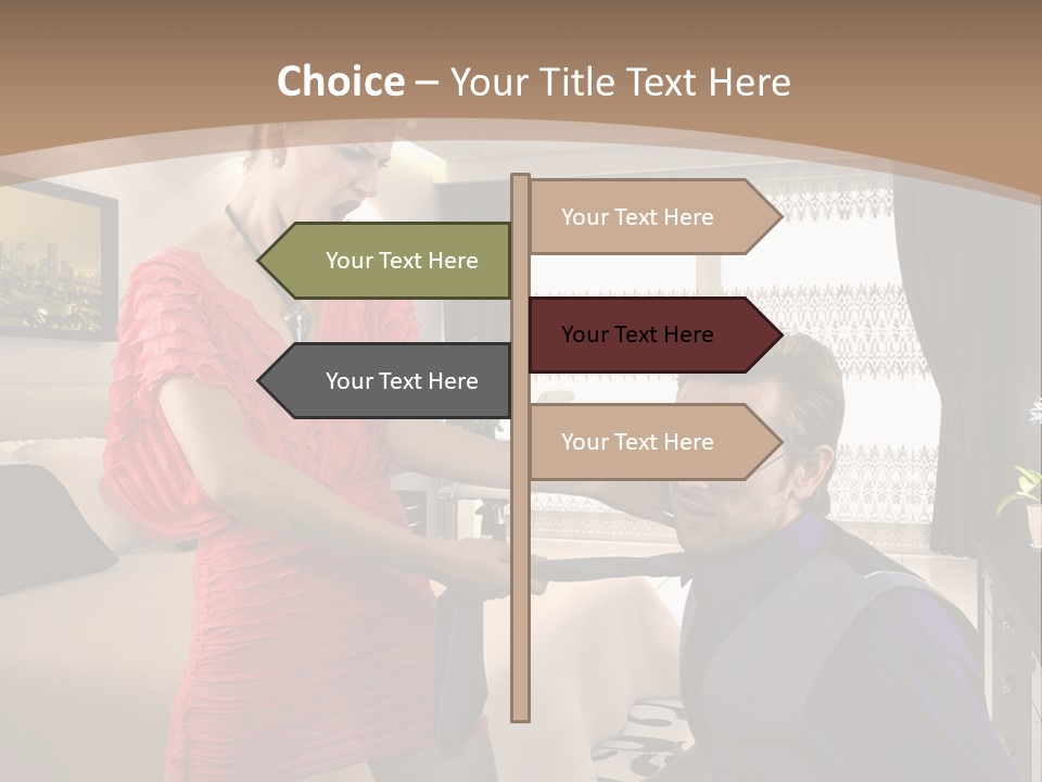 A Woman Combing A Man's Hair In A Living Room PowerPoint Template