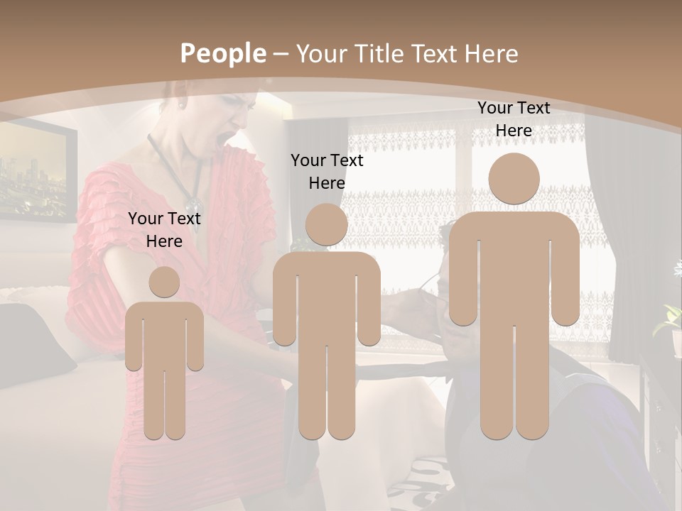 A Woman Combing A Man's Hair In A Living Room PowerPoint Template