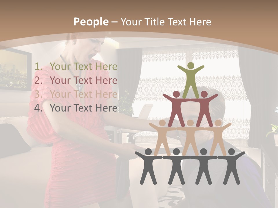 A Woman Combing A Man's Hair In A Living Room PowerPoint Template