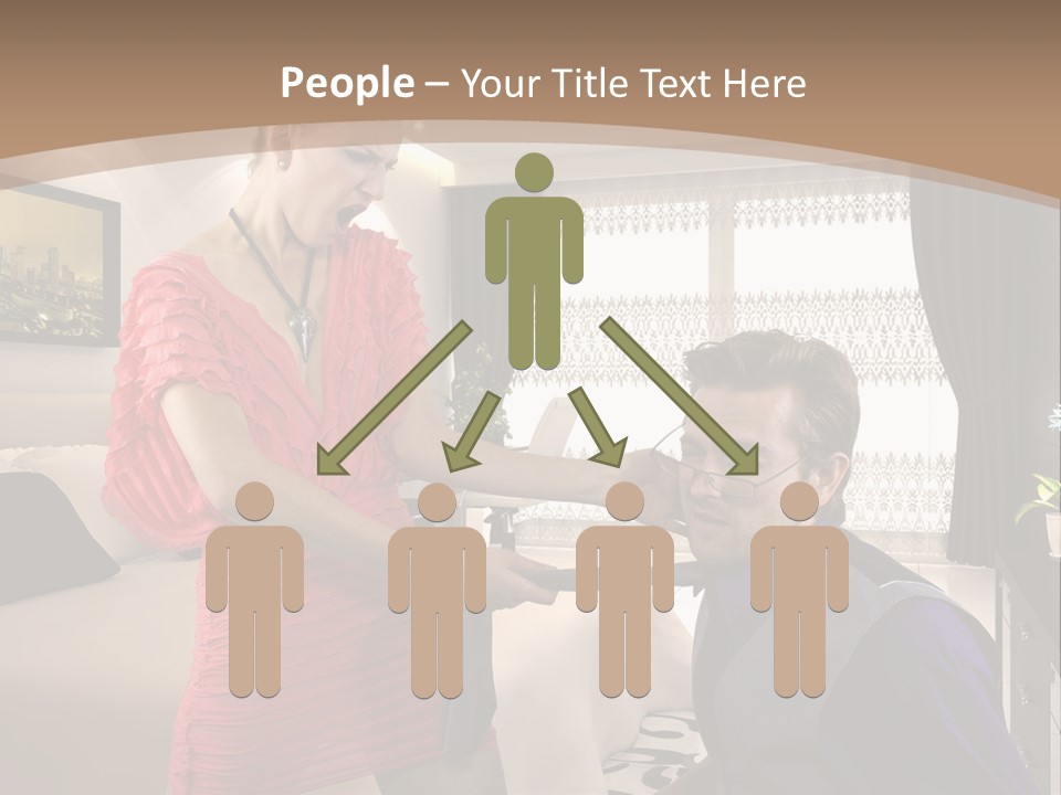 A Woman Combing A Man's Hair In A Living Room PowerPoint Template