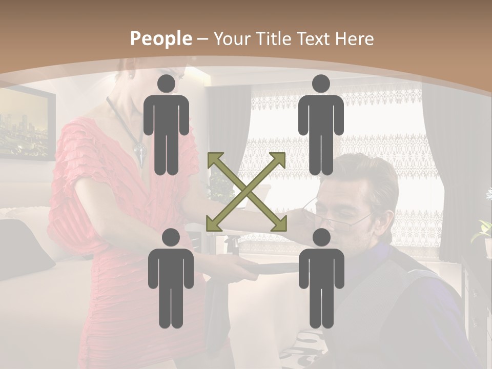 A Woman Combing A Man's Hair In A Living Room PowerPoint Template