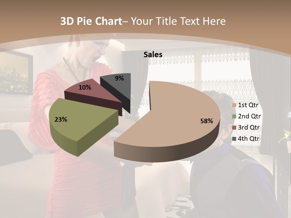 A Woman Combing A Man's Hair In A Living Room PowerPoint Template